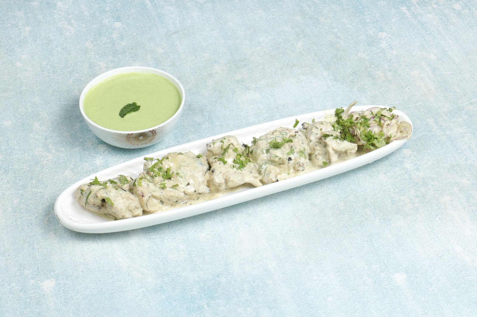 Creamy malai chicken tikka kebabs